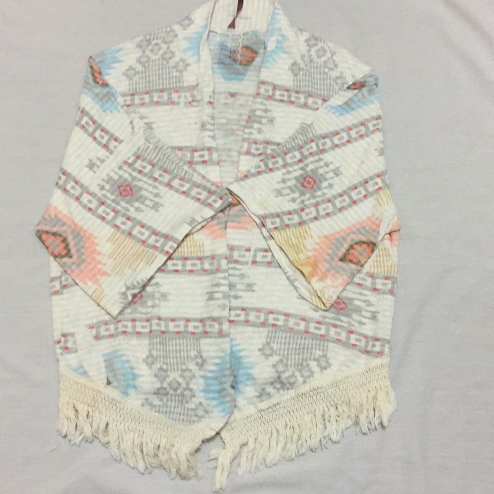 Mauve short sleeve Geometric-cardigan